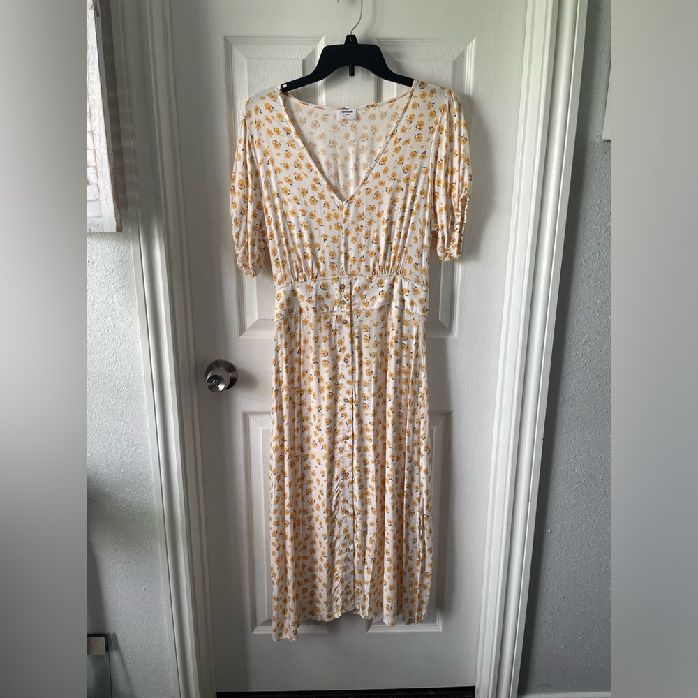 Cotton On Midi Dress - Cream and Yellow Floral